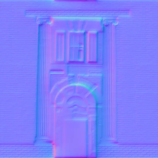 Normal Map for Brick City Building Wall 3 With Door And Window