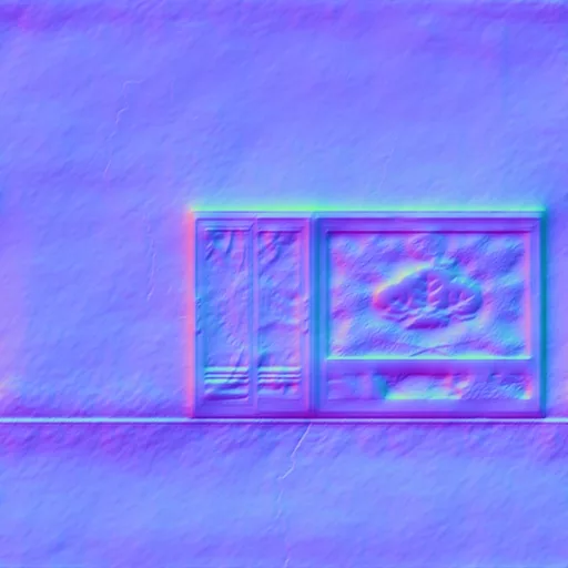 Normal Map for Dirty Wall1 With Windows Asian