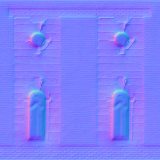Normal Map for Brick City Building Wall 3 With 4 Windows