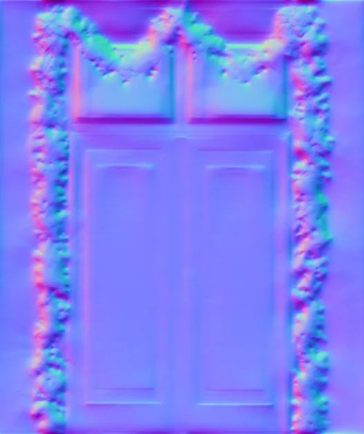 Normal Map for Holiday House Wall With Garland