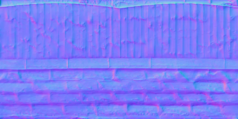 Normal Map for Fence Stone Curved Wood