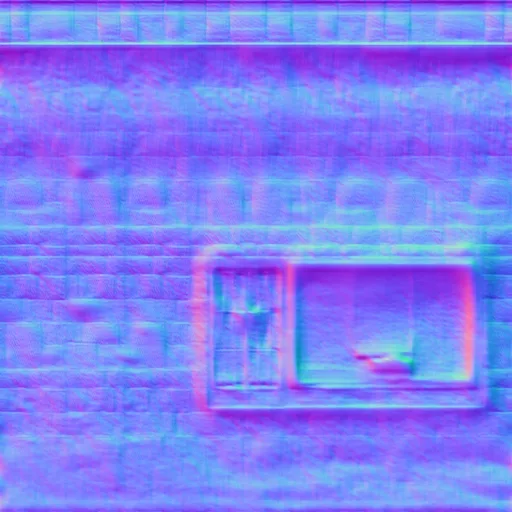 Normal Map for Dirty4 Wall With Window Blue And Red Shades