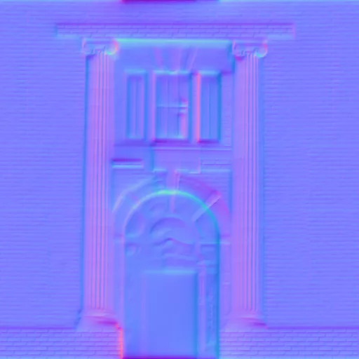 Normal Map for Brick City Building Wall 3 With Door And Window