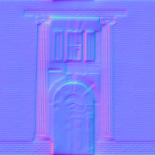 Normal Map for Brick City Building Wall 3 With Door And Window