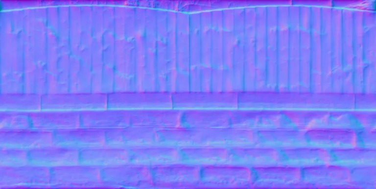 Normal Map for Fence Stone Curved Wood