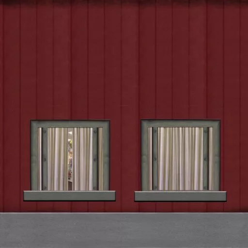 Red Wall With Two Windows Tan Curtains main texture preview