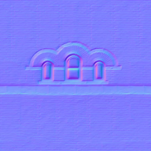 Normal Map for Brick City Building Wall 1 With Triple Windows
