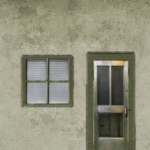 Cement Store Wall Green With Door And Window main texture preview