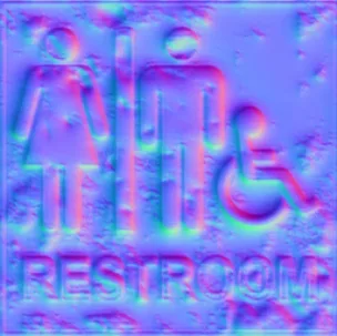 Normal Map for Dirty Restroom Sign