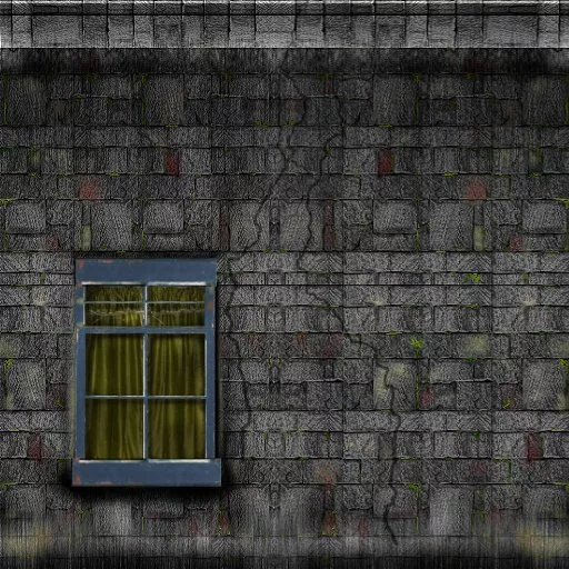 Dirty3 Wall2 With Single Window Green Curtain main texture preview