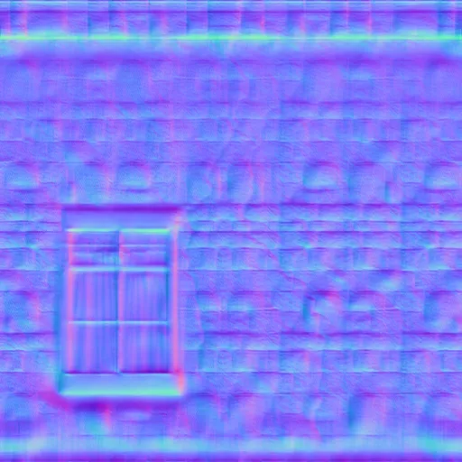 Normal Map for Dirty3 Wall2 With Single Window Green Curtain