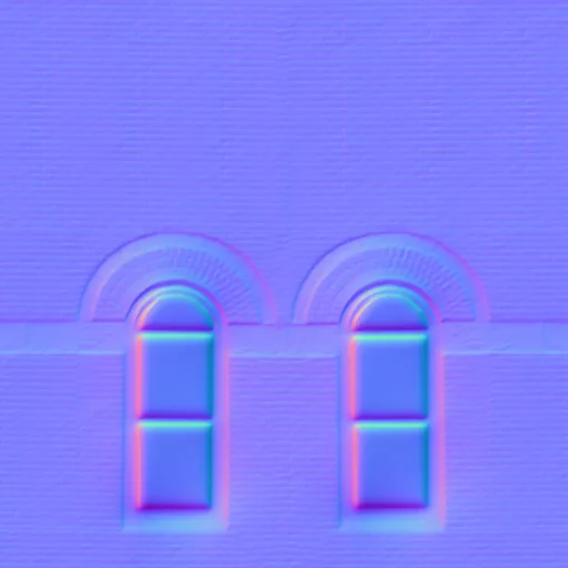 Normal Map for Brick City Building Wall 1 With 2 Windows