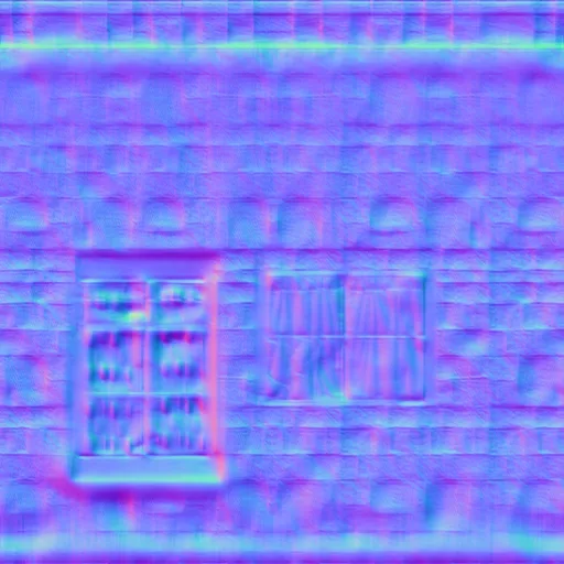 Normal Map for Dirty3 Wall2 With Two Windows Polkadot Green