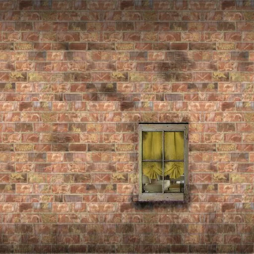 Dirty Brick Wall1 One Window Yellow Roman Shade main texture preview
