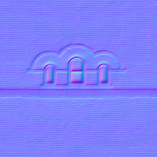 Normal Map for Brick City Building Wall 1 With Triple Windows