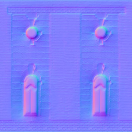 Normal Map for Brick City Building Wall 3 With 4 Windows