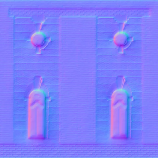 Normal Map for Brick City Building Wall 3 With 4 Windows