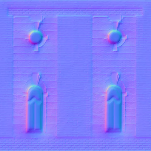 Normal Map for Brick City Building Wall 3 With 4 Windows