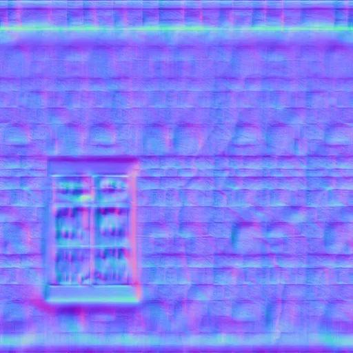 Normal Map for Dirty3 Wall2 With Single Window Polkadot Curtain