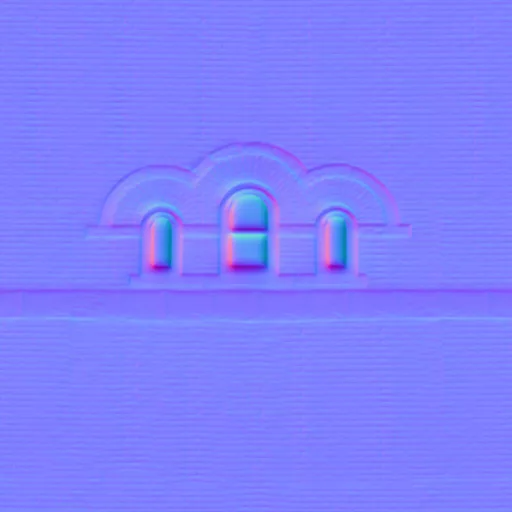 Normal Map for Brick City Building Wall 1 With Triple Windows