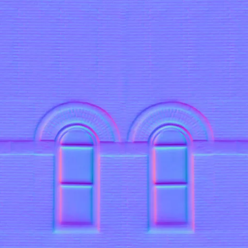 Normal Map for Brick City Building Wall 1 With 2 Windows