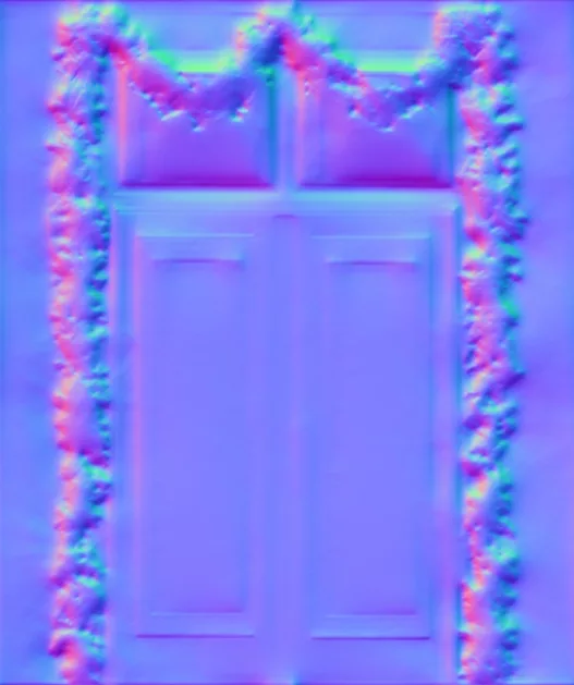 Normal Map for Holiday House Wall With Garland