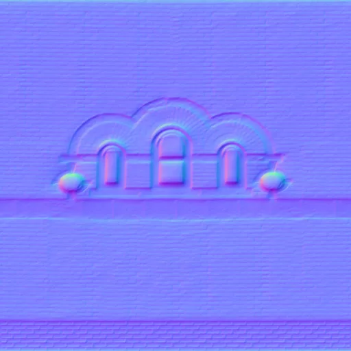 Normal Map for Brick City Building Wall 3 With 5 Windows