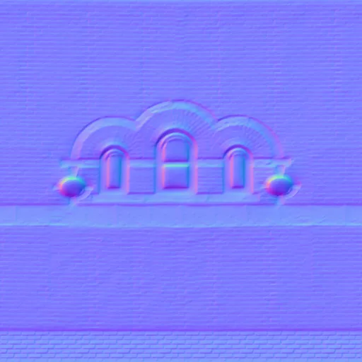 Normal Map for Brick City Building Wall 3 With 5 Windows