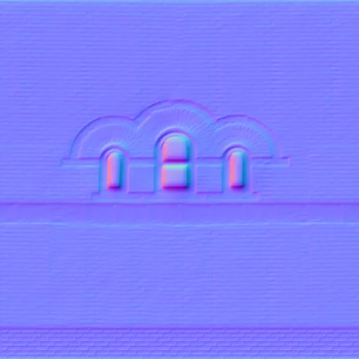 Normal Map for Brick City Building Wall 3 With 3 Windows