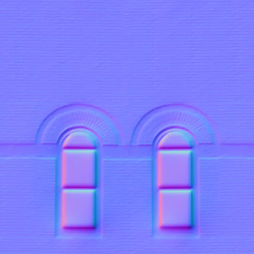 Normal Map for Brick City Building Wall 1 With 2 Windows